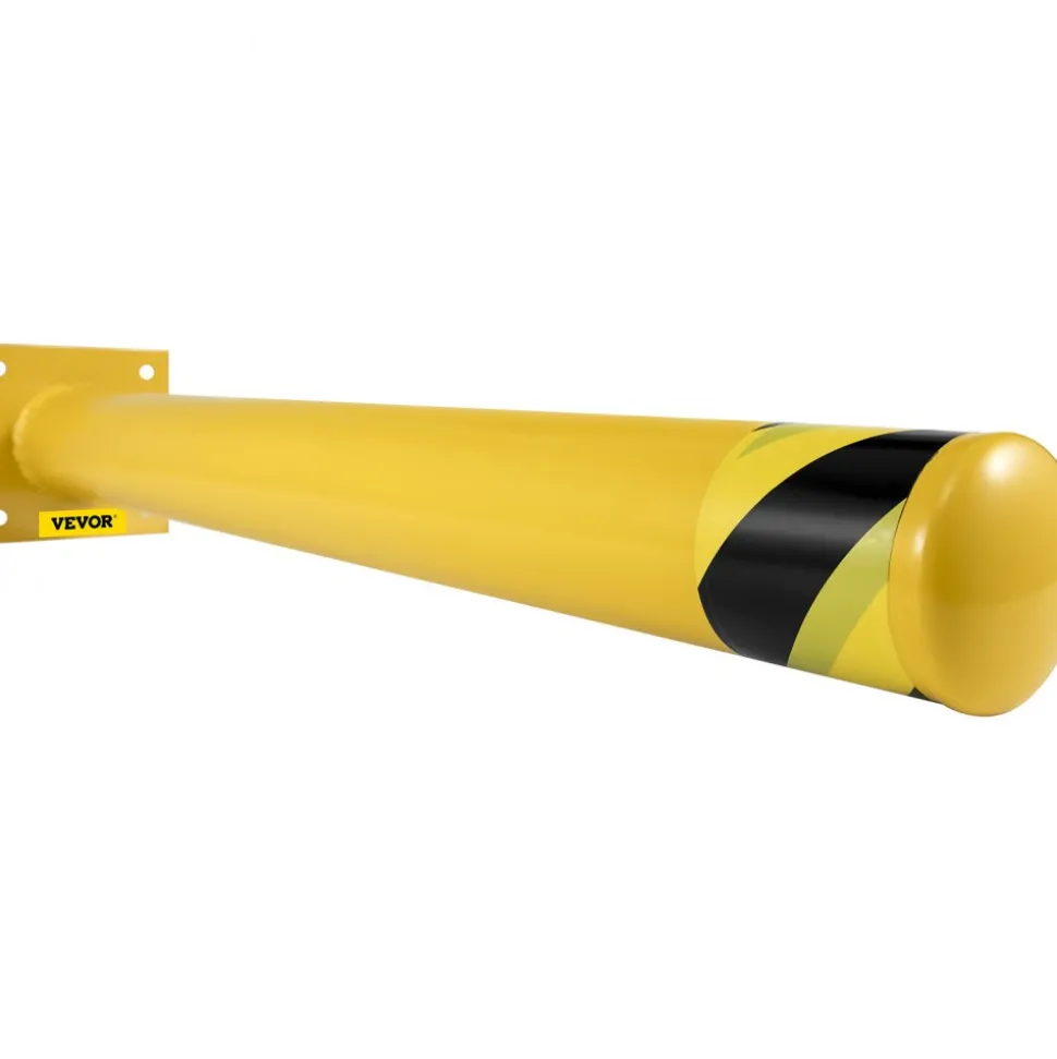 VEVOR Safety Bollard, 42 Inch Height Bollard Post, 4.5 Inch Diameter Steel Pipe Safety Bollard Post, Yellow Steel Bollard, Steel Safety Bollard with 8 Anchor Bolts, Perfect for Traffic-Sensitive Area