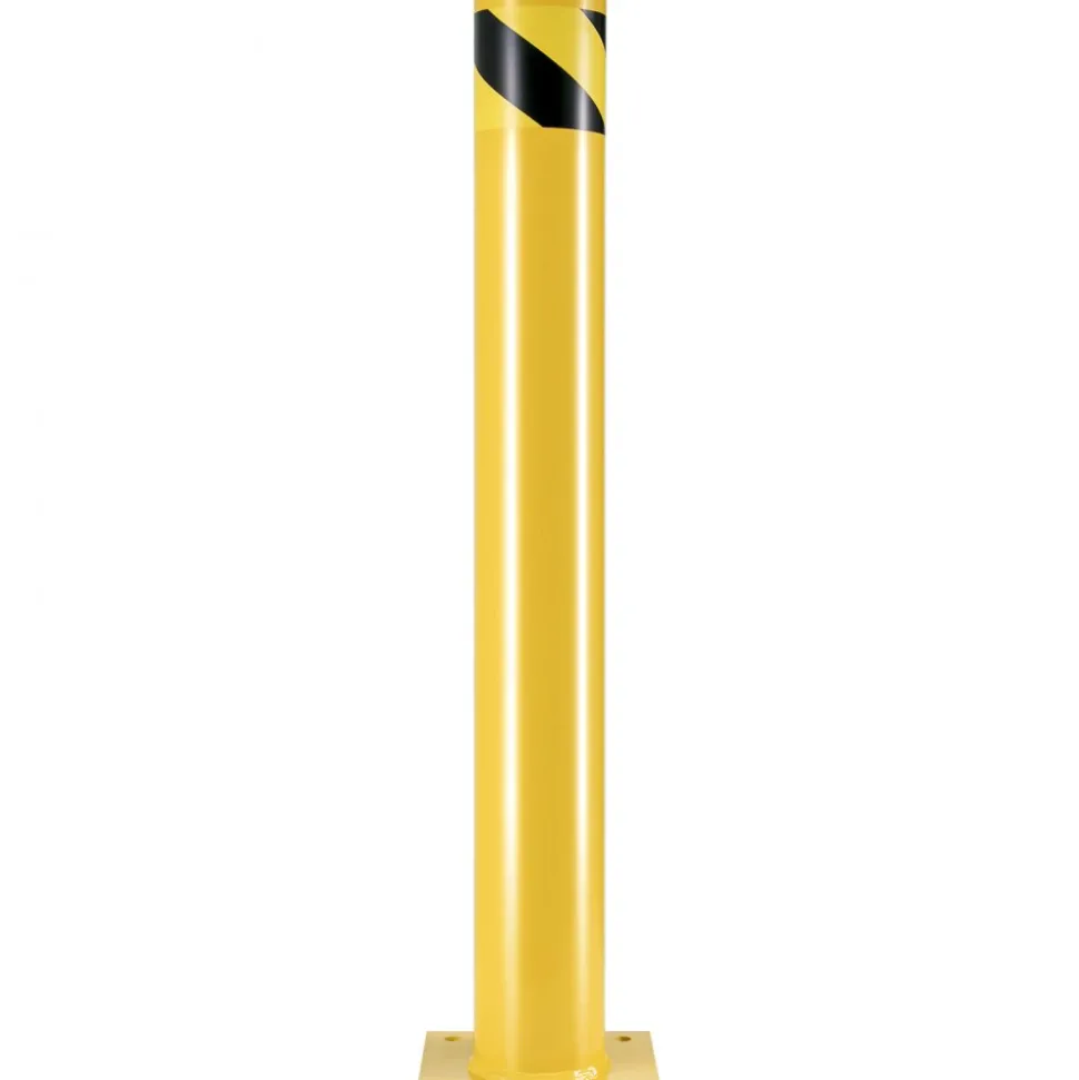 VEVOR Safety Bollard Safety Barrier Bollard 4-1/2" OD 36" Height Yellow Powder Coat Pipe Steel Safety Barrier with 4 Free Anchor Bolts for Traffic-Sensitive Area