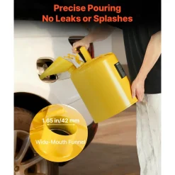 VEVOR Safety Can, 5 Gallon Type I Yellow Safety Can for Diesel with Stainless Steel Flame Arrester, Self-Closing Lid, and PE Funnel, Carbon Steel Flammable Storage Container with Ergonomic Handle