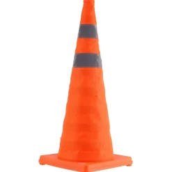 VEVOR Safety Cones, 4 Pack 28 inch Collapsible Traffic Cones, Construction Cones with Reflective Collars, Wide Base and A Storage Bag, for Traffic Control, Driving Training, Parking Lots