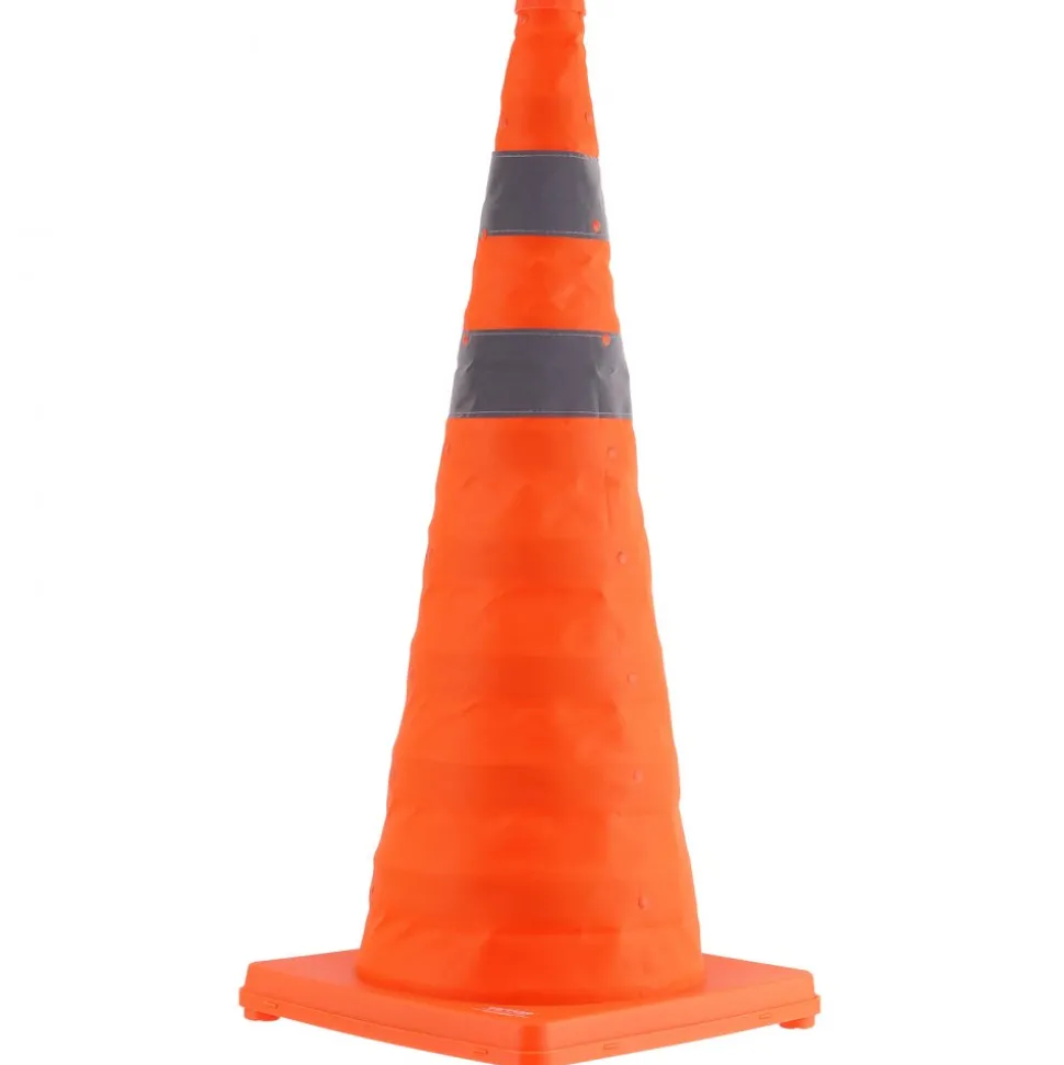 VEVOR Safety Cones, 4 Pack 28 inch Collapsible Traffic Cones, Construction Cones with Reflective Collars, Wide Base and A Storage Bag, for Traffic Control, Driving Training, Parking Lots