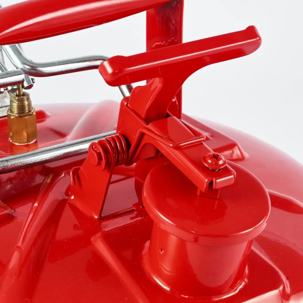 VEVOR Safety Gas Can, 5 Gallon Type II Red Safety Can for Gasoline with Stainless Steel Flame Arrester, Self-Closing Lid & Flexible Metal Spout, Carbon Steel Flammable Storage with Ergonomic Handle