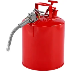 VEVOR Safety Gas Can, 5 Gallon Type II Red Safety Can for Gasoline with Stainless Steel Flame Arrester, Self-Closing Lid & Flexible Metal Spout, Carbon Steel Flammable Storage with Ergonomic Handle