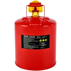 VEVOR Safety Gas Can, 5 Gallon Type I Red Safety Can for Gasoline with Stainless Steel Flame Arrester, Self-Closing Lid, and PE Funnel, Carbon Steel Flammable Storage Container with Ergonomic Handle