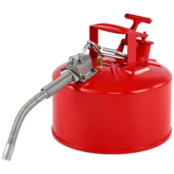 VEVOR Safety Gas Can, 2.5 Gallon Type II Red Safety Can for Gasoline with Stainless Steel Flame Arrester, Self-Closing Lid & Flexible Metal Spout, Carbon Steel Flammable Storage with Ergonomic Handle