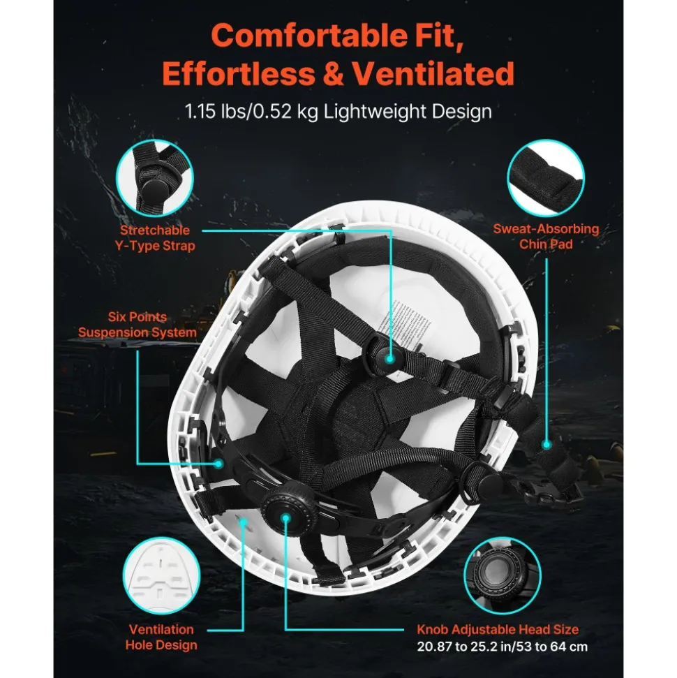 VEVOR Safety Helmet, ANSI/ISEA Z89.1 Approved ABS Safety Hard Hat with 6-Point Ratchet Suspension, Adjustable Vented Hardhat for Men Women Adults, for Outdoor Indoor Industrial Construction Workwear