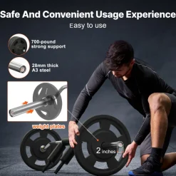 VEVOR Safety Squat Bar, 700 LBS Fitness Squat  Bar, Safety Squat Bar Attachment with Shoulder and Arm Pads, 28mm Diameter Weight Bar, Ideal for Front Squats, Lunges, Rehab, Physical Therapy