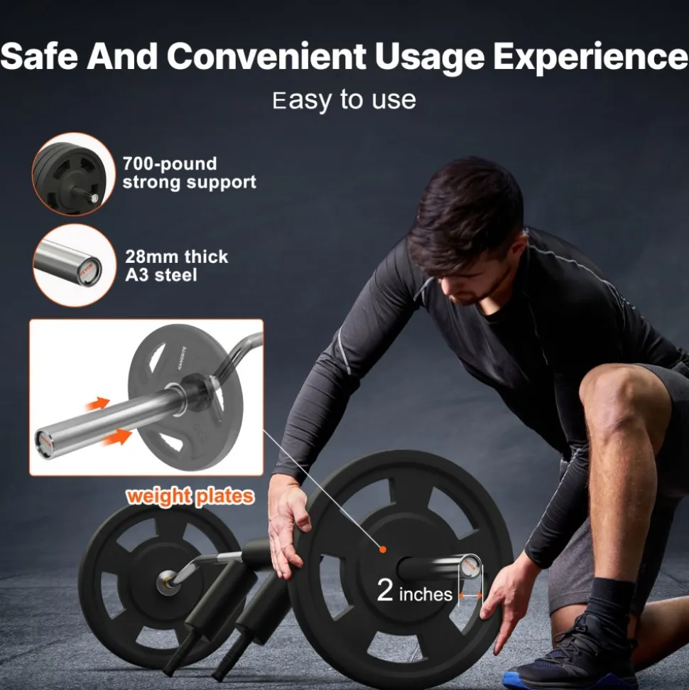 VEVOR Safety Squat Bar, 700 LBS Fitness Squat Bar, Safety Squat Bar Attachment with Shoulder and Arm Pads, 28mm Diameter Weight Bar, Ideal for Front Squats, Lunges, Rehab, Physical Therapy