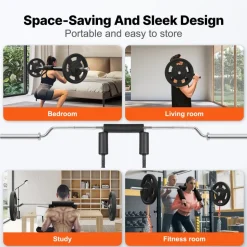 VEVOR Safety Squat Bar, 700 LBS Fitness Squat Bar, Safety Squat Bar Attachment with Shoulder and Arm Pads, 28mm Diameter Weight Bar, Ideal for Front Squats, Lunges, Rehab, Physical Therapy