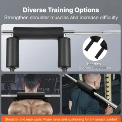 VEVOR Safety Squat Bar, 700 LBS Fitness Squat Bar, Safety Squat Bar Attachment with Shoulder and Arm Pads, 28mm Diameter Weight Bar, Ideal for Front Squats, Lunges, Rehab, Physical Therapy