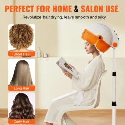 VEVOR Salon-Grade Hair Dryer, 1875W Powerful Stand Dryer, Adjustable Timer & 3 Heat/Speed Options, Mobile Base with Wheels for Salon & Home Use