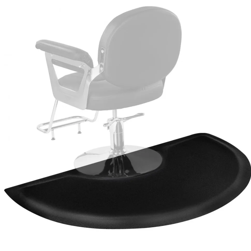 VEVOR Salon Mat for Hair Stylist, 3 x 5 FT Semi-circle Salon Chair Mat, 1/2-inch Thickened Anti Fatigue Barber Shop Floor Mat with Round Cut Out, Easy-to-Clean PVC Surface & Anti-Trip Beveled Edges