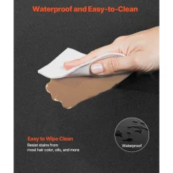 VEVOR Salon Mat for Hair Stylist, 3 x 5 FT Semi-circle Salon Chair Mat, 1/2-inch Thickened Anti Fatigue Barber Shop Floor Mat with Round Cut Out, Easy-to-Clean PVC Surface & Anti-Trip Beveled Edges