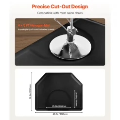 VEVOR Salon Mat for Hair Stylist, 4 x 5 FT Hexagon Salon Chair Mat Anti Fatigue, 1/2-inch Thickened Barber Shop Floor Mat with Round Cut Out, Easy-to-Clean PVC Surface & Anti-Trip Beveled Edges