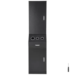 VEVOR Salon Organizer, Station Unit for Hair Professionals, Equipped with 3 Holders for Hair Dryers, Storage Spaces, and a Single Drawer, in Black