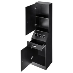 VEVOR Salon Organizer, Station Unit for Hair Professionals, Equipped with 3 Holders for Hair Dryers, Storage Spaces, and a Single Drawer, in Black