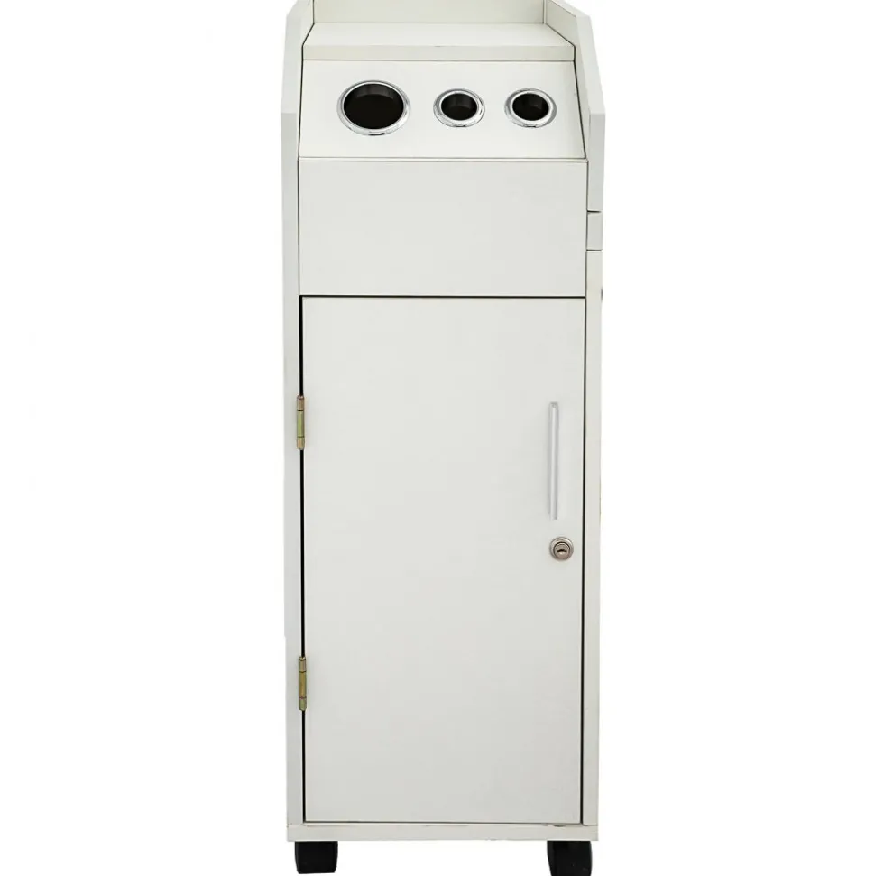 VEVOR Salon SPA Beauty Hairdressing Cart White Storage Trolley with 4 Drawers Rolling Wheels Lockable 2 Keys with Hairdryer Holder Space-Saving Side Tray