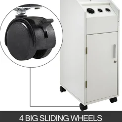 VEVOR Salon SPA Beauty Hairdressing Cart White Storage Trolley with 4 Drawers Rolling Wheels Lockable 2 Keys with Hairdryer Holder Space-Saving Side Tray