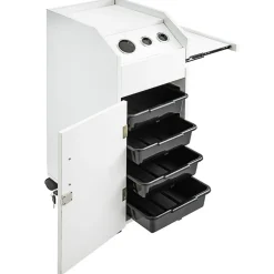 VEVOR Salon SPA Beauty Hairdressing Cart White Storage Trolley with 4 Drawers Rolling Wheels Lockable 2 Keys with Hairdryer Holder Space-Saving Side Tray