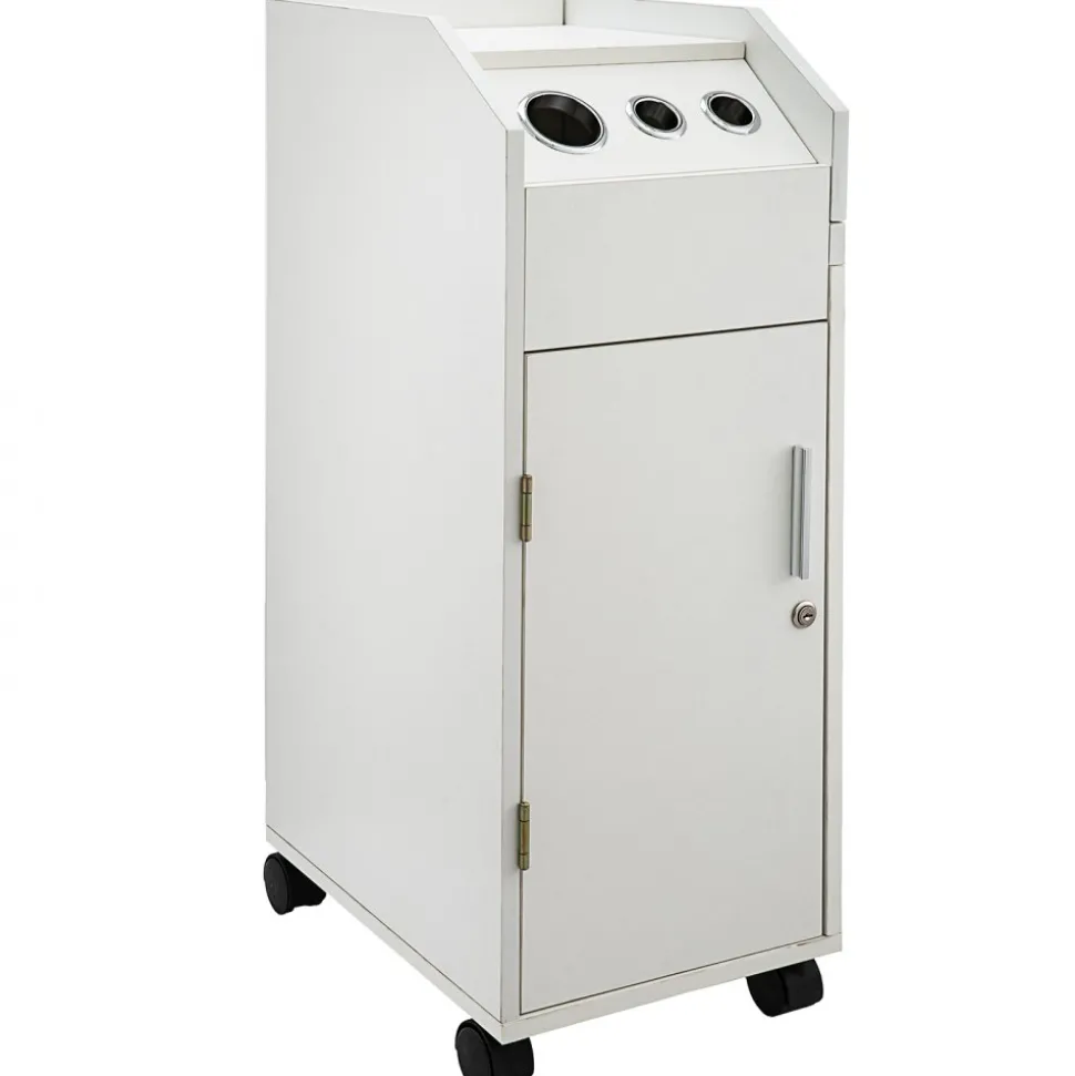 VEVOR Salon SPA Beauty Hairdressing Cart White Storage Trolley with 4 Drawers Rolling Wheels Lockable 2 Keys with Hairdryer Holder Space-Saving Side Tray