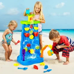 VEVOR Sand and Water Table for Toddlers, Double-Sided Kids Activity Waterfall Playset with 37PCS Accessories, Kids Activity Sensory Table, Outdoor Summer Sand Water Play Table for 3+ Years Boys Girls