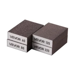 VEVOR Sanding Sponge, 4 Pcs, 60/80/120/220 Grit Assortment, Washable and Reusable Sanding Blocks for Dry & Wet Use, Coarse to Fine Sandpaper Blocks, for Polishing Drywall Wood Plastic Metal Furniture