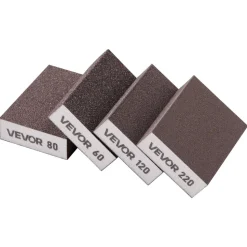 VEVOR Sanding Sponge, 4 Pcs, 60/80/120/220 Grit Assortment, Washable and Reusable Sanding Blocks for Dry & Wet Use, Coarse to Fine Sandpaper Blocks, for Polishing Drywall Wood Plastic Metal Furniture