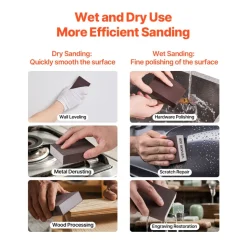 VEVOR Sanding Sponge, 4 Pcs, 60/80/120/220 Grit Assortment, Washable and Reusable Sanding Blocks for Dry & Wet Use, Coarse to Fine Sandpaper Blocks, for Polishing Drywall Wood Plastic Metal Furniture