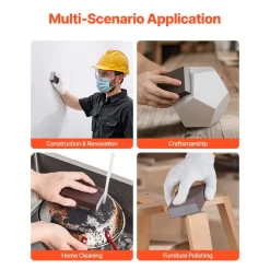 VEVOR Sanding Sponge, 4 Pcs, 60/80/120/220 Grit Assortment, Washable and Reusable Sanding Blocks for Dry & Wet Use, Coarse to Fine Sandpaper Blocks, for Polishing Drywall Wood Plastic Metal Furniture