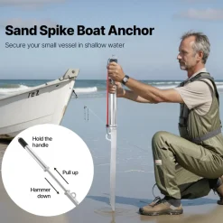 VEVOR Sand Spike Boat Anchor, 36 in Slide Anchor Shore Spike, Galvanized Carbon Steel Boat Shore Anchors, Shallow Water Beach Anchors, for Securing Jet Ski PWC Pontoon Kayak on Beaches & Sandbars