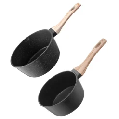 VEVOR Saucepan Set, 1.5 QT & 2.5 QT Nonstick Saucepan with Glass Lids, Multipurpose Cooking Sauce Pots with Detachable Handles, Sauce Pan Kitchen Cooking Pot with Coating, Induction Compatible, Black