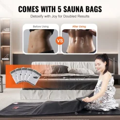 VEVOR Sauna Blanket for Detoxification, Portable Far Infrared Sauna for Home Relaxation, 1-6 Level Adjustable Temprature Rannge 95-185℉, 1-60 Minutes Timer, Far Infrared Carbon Heating Sauna Bag