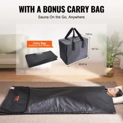 VEVOR Sauna Blanket for Detoxification, Portable Far Infrared Sauna for Home, PU Sauna Bag w/  Therapy Stones & Carbon Fiber Heating, 1-6 Level Adjustable Temp 95-185℉, 1-60 Minutes Timer, 75 x 35in