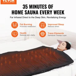 VEVOR Sauna Blanket for Detoxification, Portable Far Infrared Sauna for Home, PU Sauna Bag w/  Therapy Stones & Carbon Fiber Heating, 1-6 Level Adjustable Temp 95-185℉, 1-60 Minutes Timer, 75 x 35in