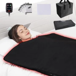 VEVOR Sauna Blanket for Detoxification, Portable Far Infrared Sauna for Home, PU Sauna Bag w/  Therapy Stones & Carbon Fiber Heating, 1-6 Level Adjustable Temp 95-185℉, 1-60 Minutes Timer, 75 x 35in