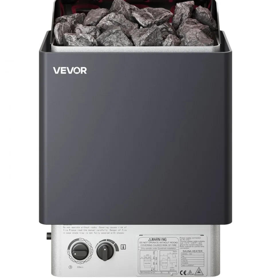 VEVOR Sauna Heater, 6KW 220V Electric Sauna Stove, Steam Bath Sauna Heater with Built-In Controls, 3h Timer and Adjustable Temp for Max. 176-318 Cubic Feet, Home Hotel Spa Shower Use