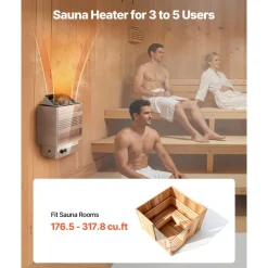 VEVOR Sauna Heater, 6KW 240V Electric Sauna Stove, Dry Steam Bath Saunas Stove with Pre-Drilled Bracket, Fit 176.5 to 317.8 CU.FT Saunas Rooms, Steam Bath Stoves for Home, Commercial, Leisure Venues