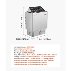 VEVOR Sauna Heater, 4.5KW 240V Electric Sauna Stove, Dry Steam Bath Saunas Stove with Pre-Drilled Bracket, Fit 105 to 210 CU.FT Saunas Rooms, Steam Bath Stoves for Home, Commercial, Leisure Venues