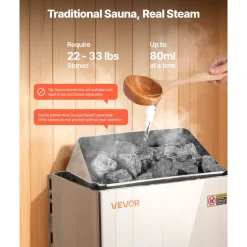 VEVOR Sauna Heater, 4.5KW 240V Electric Sauna Stove, Dry Steam Bath Saunas Stove with Pre-Drilled Bracket, Fit 105 to 210 CU.FT Saunas Rooms, Steam Bath Stoves for Home, Commercial, Leisure Venues