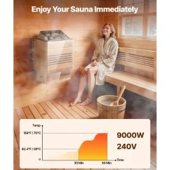 VEVOR Sauna Heater, 4.5KW 240V Electric Sauna Stove, Dry Steam Bath Saunas Stove with Pre-Drilled Bracket, Fit 105 to 210 CU.FT Saunas Rooms, Steam Bath Stoves for Home, Commercial, Leisure Venues