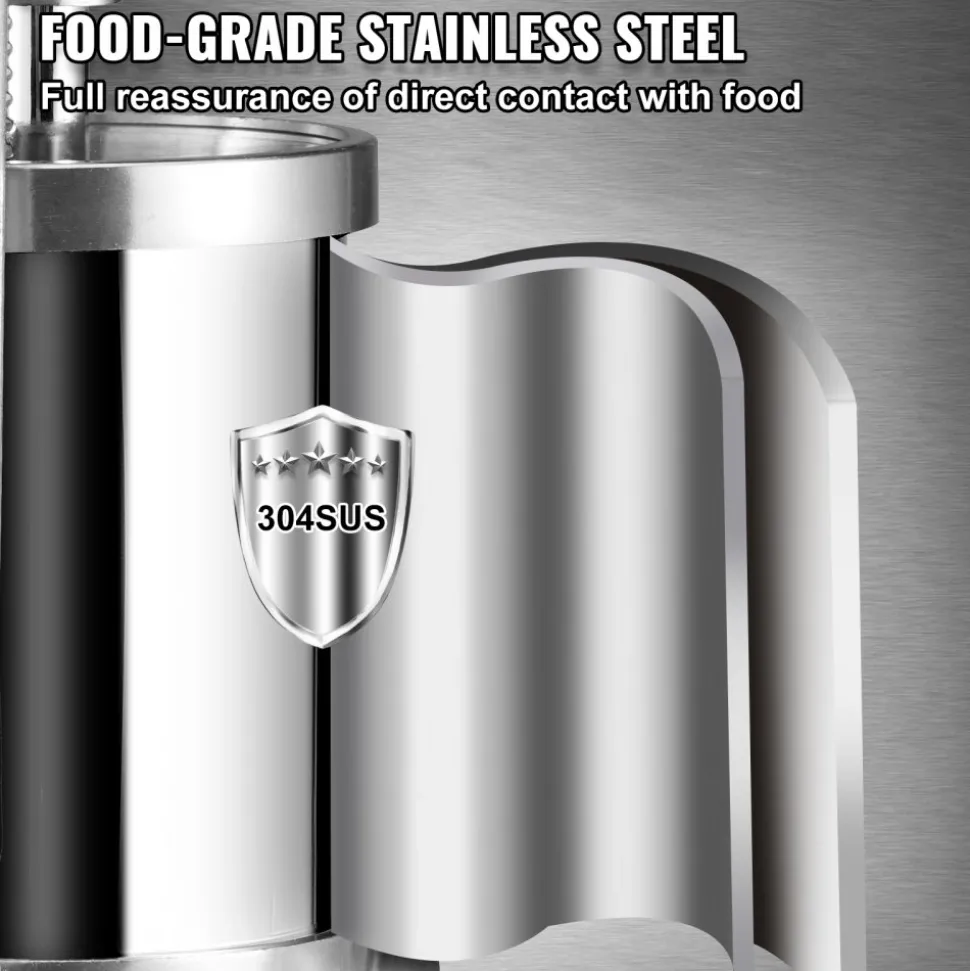 VEVOR Sausage Stuffer, 2.5LBS/1.5L Capacity, 304 Stainless Steel Vertical Sausage Stuffer, Sausage Filling Machine with 3 Stuffing Tubes, Suction Base and Manual Crank for Household or Commercial Use
