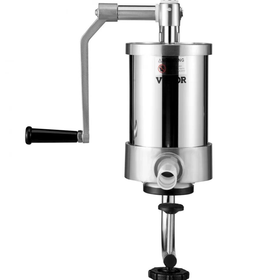 VEVOR Sausage Stuffer, 2.5LBS/1.5L Capacity, 304 Stainless Steel Vertical Sausage Stuffer, Sausage Filling Machine with 3 Stuffing Tubes, Suction Base and Manual Crank for Household or Commercial Use
