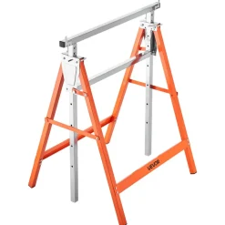 VEVOR Saw Horses, 2 Pack Folding Work Horses, 440 lbs Load Capacity Sawhorse with Heavy Duty Legs, Adjustable Height Saw Horse with Non-Slip Foot Pads, for Woodworking, Carpenters & Contractors