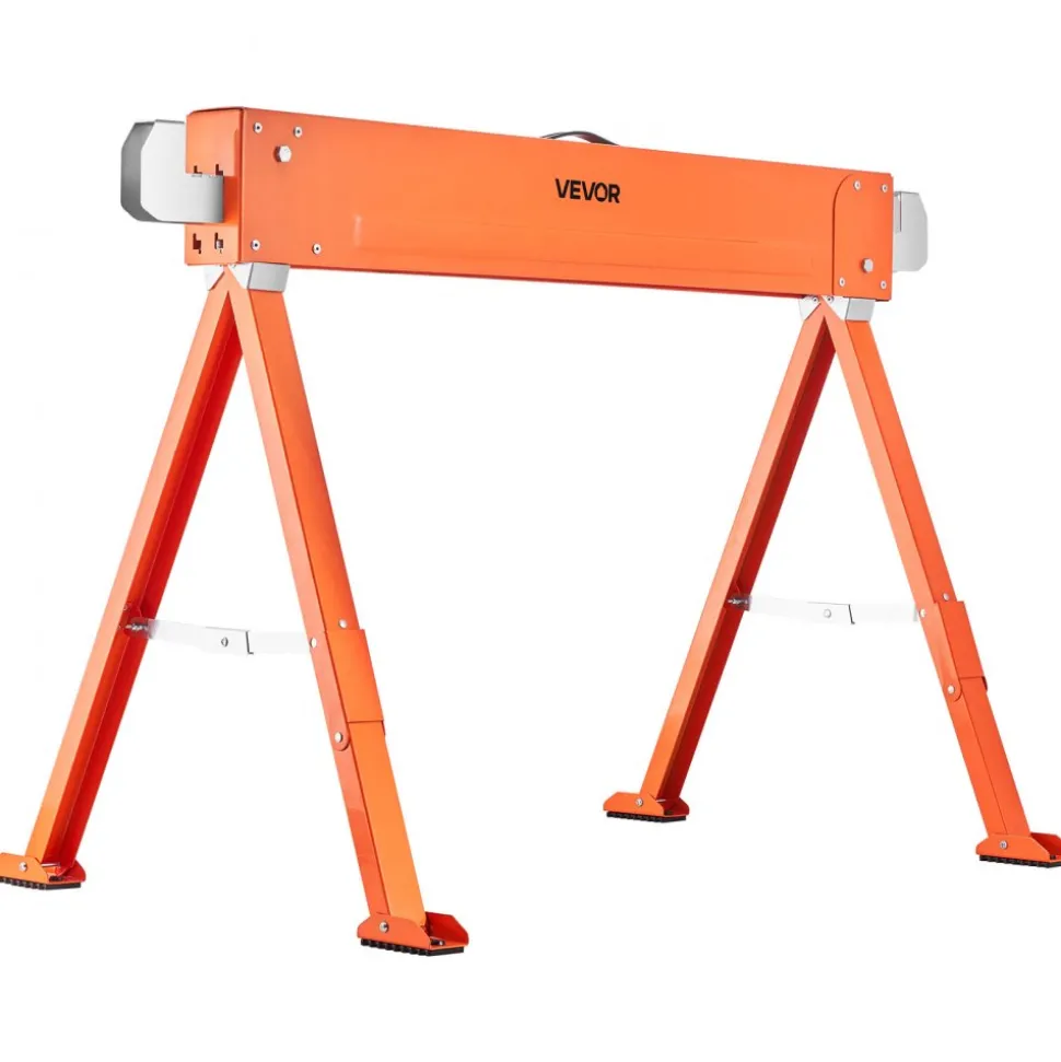 VEVOR Saw Horses, 2 Pack Folding Work Horses, 1323 lbs Load Capacity Sawhorse with Heavy Duty Legs, All-Metal Portable Saw Horse with Non-Slip Foot Pads, for Woodworking, Carpenters & Contractors