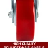 VEVOR Scaffolding Wheels Set of 4, 8" - Scaffolding Casters Heavy Duty, 3200 Lbs Per Set - Locking Stem Casters with Brake, Red Polyurethane - Replacement for Scaffold, Shelves, Workbench