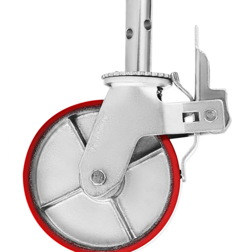VEVOR Scaffolding Wheels Set, Heavy Duty 4-Pack 8" Scaffolding Casters, with 4400 Lbs Per Set and Locking Stem Casters with Brake, Polyurethane Replacement for Scaffold, Shelves, Workbench