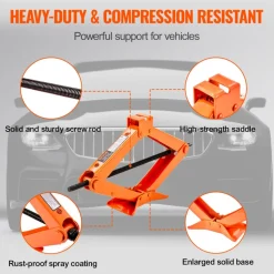 VEVOR Scissor Jack, 2.5 Ton/5512 lbs Scissor Car Jack, 3.7"-17.1" Lifting Range Scissor Lift Jack with Ratcheting Handle and L-Wrench, Portable Tire Jack for Cars Trucks Sedans MPVs