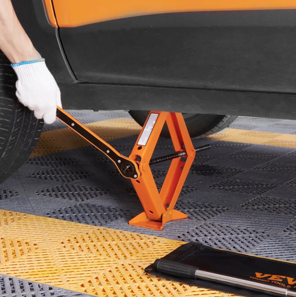 VEVOR Scissor Jack, 2.5 Ton/5512 lbs Scissor Car Jack, 3.7"-17.1" Lifting Range Scissor Lift Jack with Ratcheting Handle and L-Wrench, Portable Tire Jack for Cars Trucks Sedans MPVs
