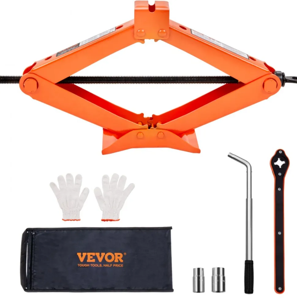 VEVOR Scissor Jack, 2.5 Ton/5512 lbs Scissor Car Jack, 3.7"-17.1" Lifting Range Scissor Lift Jack with Ratcheting Handle and L-Wrench, Portable Tire Jack for Cars Trucks Sedans MPVs
