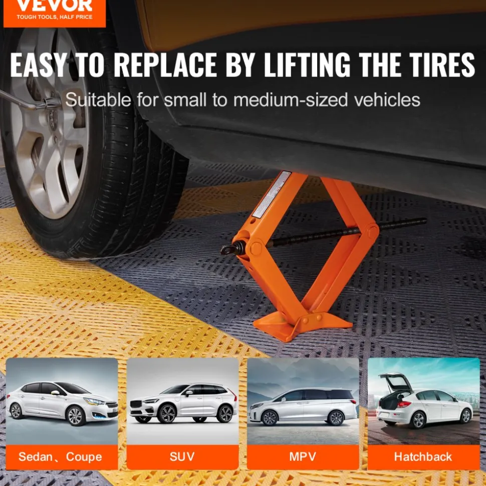 VEVOR Scissor Jack, 2.5 Ton/5512 lbs Scissor Car Jack, 3.7"-17.1" Lifting Range Scissor Lift Jack with Ratcheting Handle and L-Wrench, Portable Tire Jack for Cars Trucks Sedans MPVs